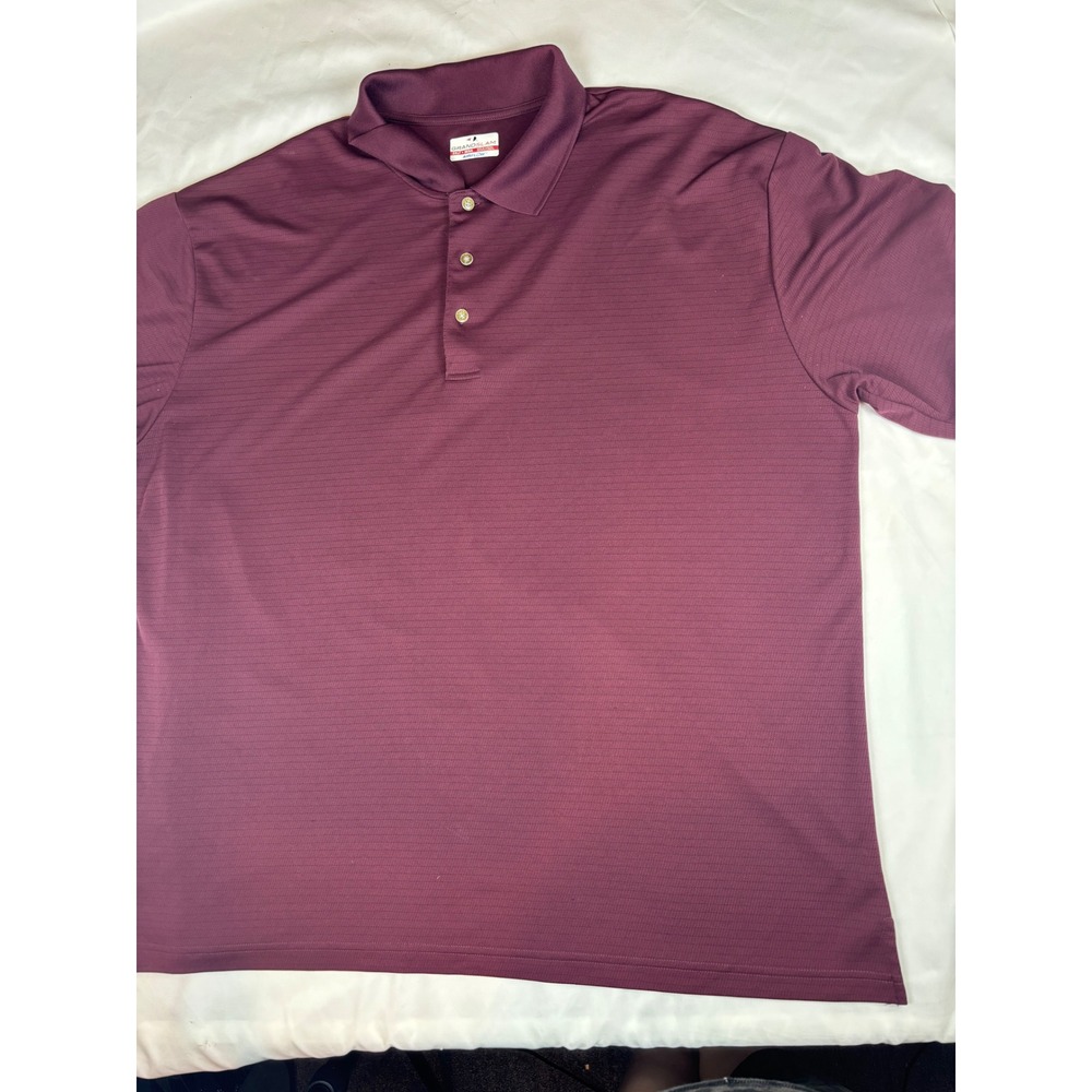 Grand Slam Airflow Polo Shirt Mens 3XLT Burgundy Maroon Micro Stripe Short Sleev
